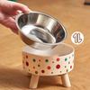 2-layer New 5.5inch Pet Food Bowl Neck Protector Stainless Steel Cat Feeding Bowl Heightened Anti-slip High-foot Bowl Cat Dog