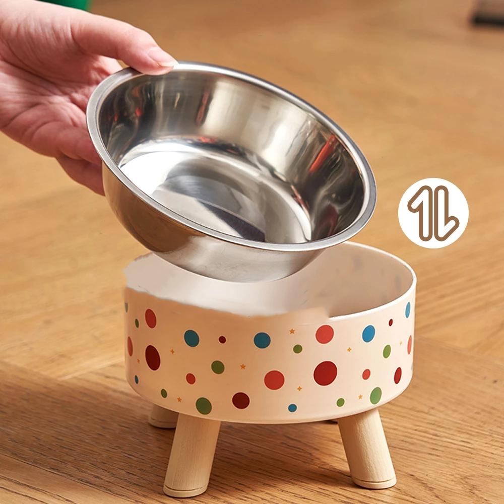 2-layer New 5.5inch Pet Food Bowl Neck Protector Stainless Steel Cat Feeding Bowl Heightened Anti-slip High-foot Bowl Cat Dog