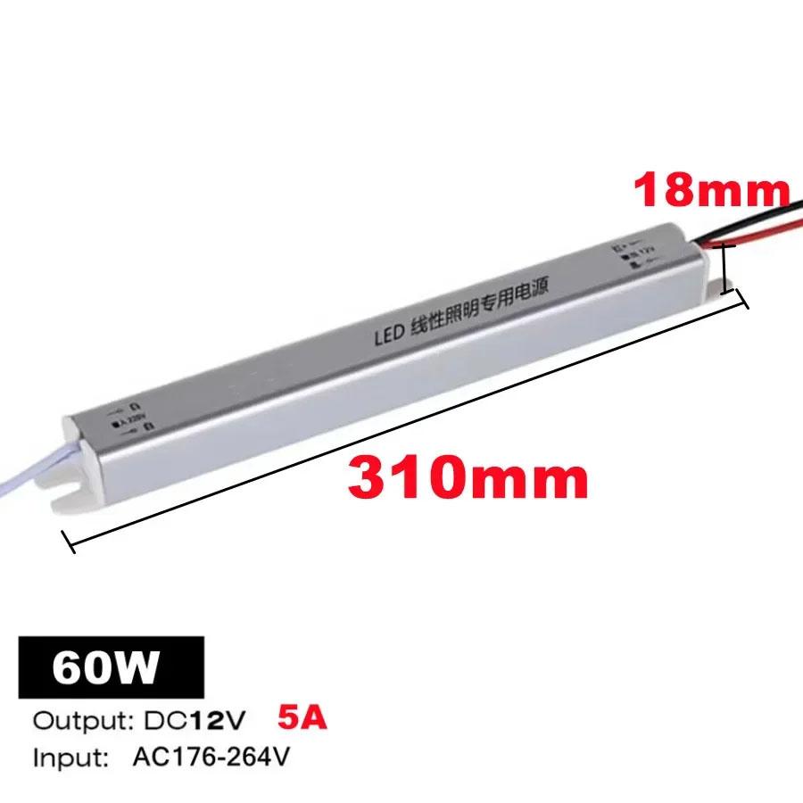 12V/24V Ultratynn Switching Power LED Driver Strømforsyning AC 220V Belysningstransformator for LED-stripe 24W 36W 48W 60W 72W 100W