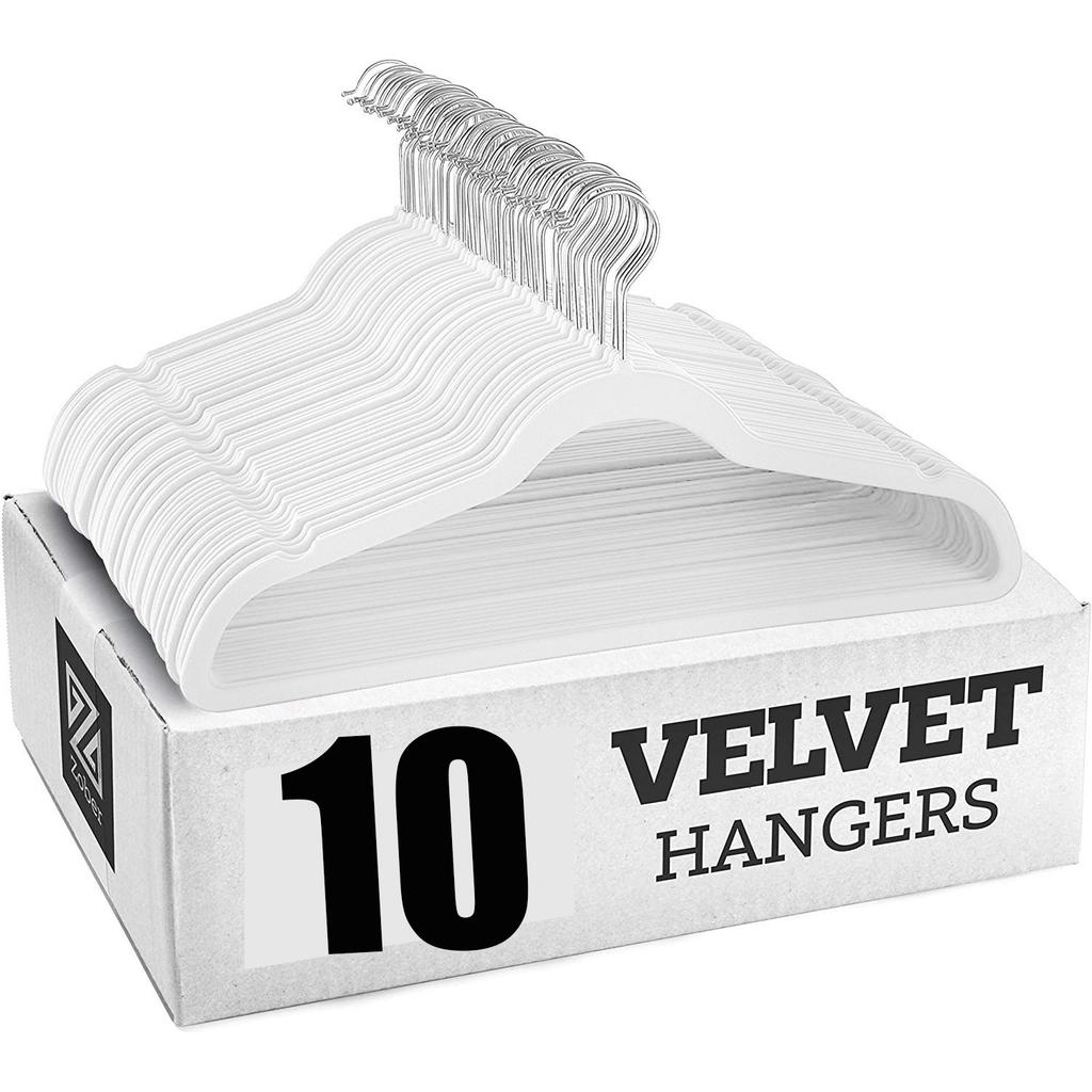 10PCS Velvet Non-Slip Clothes Hangers,45CM Space Saving Ultra Slim Hanger for Coat Pants Dress,Wardrobe Storage Adult Magic Rack
