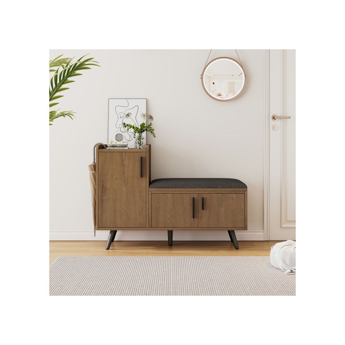 Meuble à chaussures - Moderne - 3 portes - Bois massif - Marron - 100 cm - Design contemporain