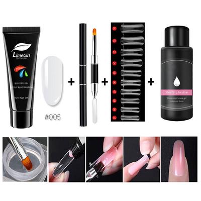15ml/4pcs Poly Gel Set Quick Building Gel for Nail Extensions Poly Gel Kit Nail Art for Nail Extensions Slip Solution