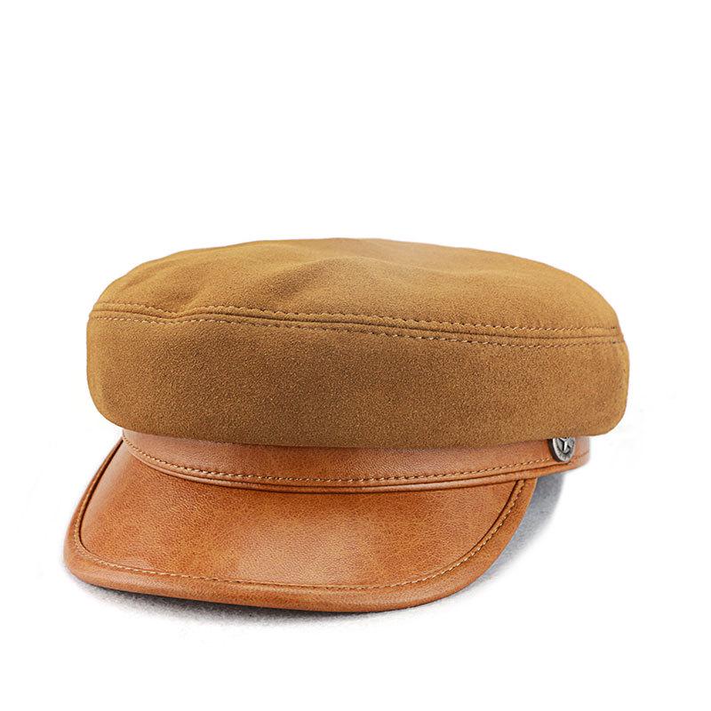 Retro British-Style Suede Sheepskin Baseball Cap for Men & Women - Navy