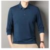 Middle Aged Men's Loose Casual Long Sleeved T-shirt with Spring and Autumn Collar and Thin Base Paired with an All Match Top