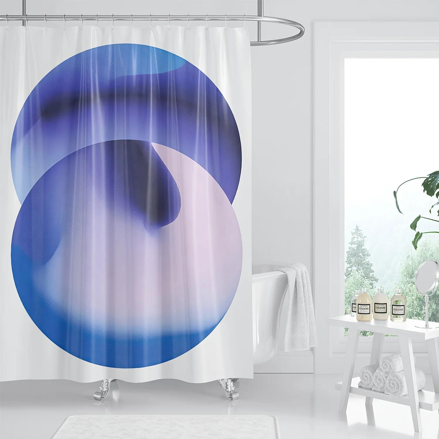 Modern Abstract Art Shower Curtain - Digital Print, Water-Resistant Polyester, Unique Minimalist Line Pattern W90xH180cm