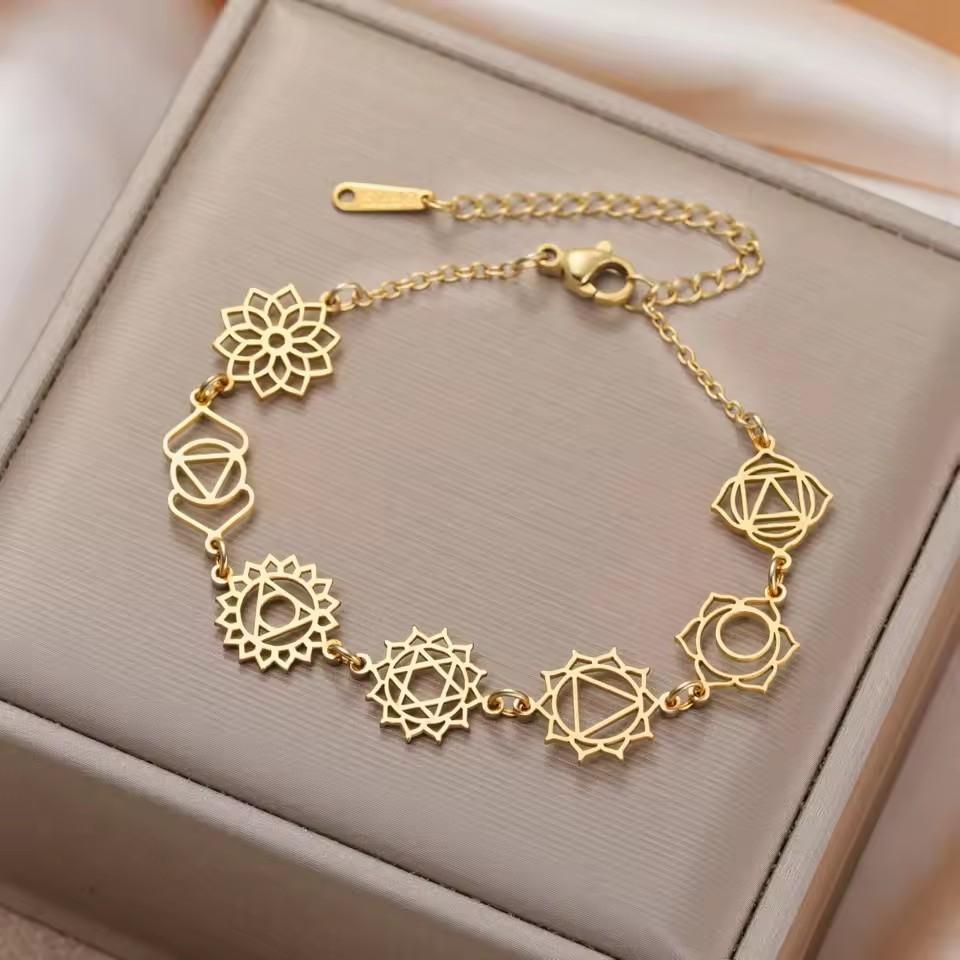 Lucky Seven Yoga Elements Gold Bracelet For Women Fringe Jewelry Birthday Gift