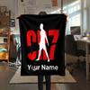 1PC Custom Name CR7 Patterned Flannel Blanket Suitable For All Seasons for Home Decor Warmth and Comfort Gifts Holiday Present -HE54