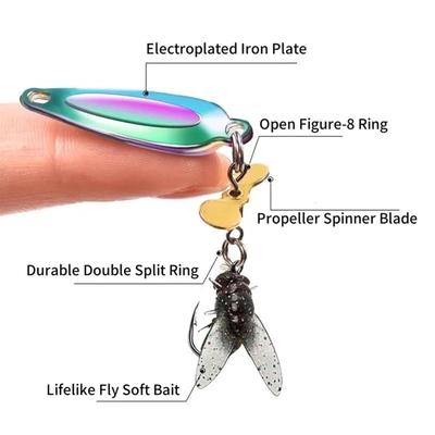 3 Pack Metal Spinner Baits, 3D Realistic Blade Fishing Lures with Propeller for Freshwater Bass Trout for Pond Lake River Angler