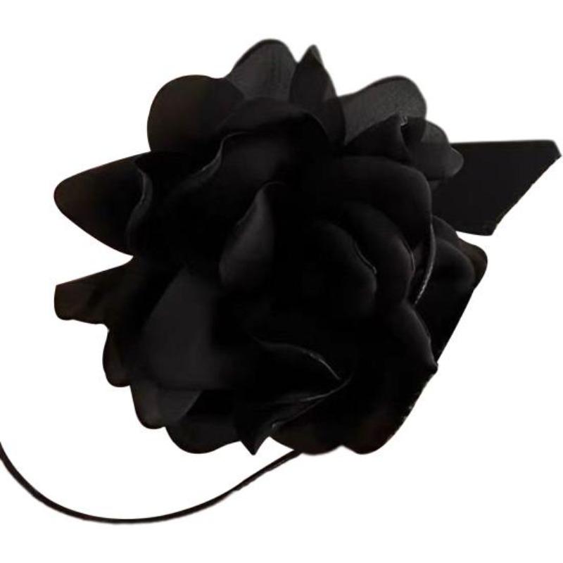 Ожерелье-чокер в стиле ретро с цветком, однотонное элегантное ожерелье с регулируемым воротником на шнуровке чёрный
