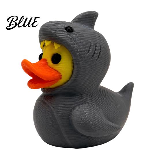 Shark Headgear Accessory 3D Printed Duck Figurine, Cute Yellow And Cool Gray Contrast Ornament Ornaments, Mini Desktop Playable Decor for Home Office