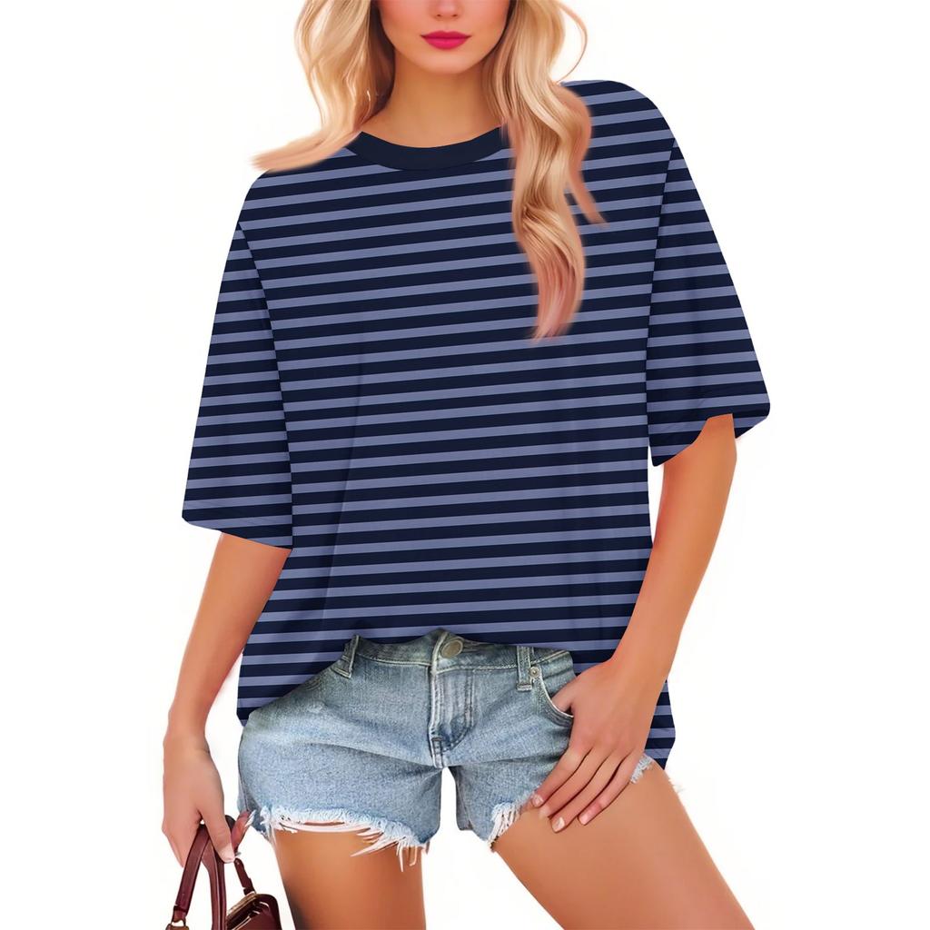 Dámská móda Ležérní Květinová Volná Kulatý Výstřih Krátký Rukáv Trendy Dovolenkové Tričko Top