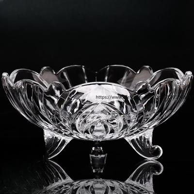 Modern Creative Crystal Glass Fruit Plate for Home Candy Dry Fruit Salad Bowl, Living Room Coffee Table Decoration Storage