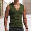 Men's Vest V-neck Solid Color Casual Breathable Slim Sleeveless T-shirt Men's Wear