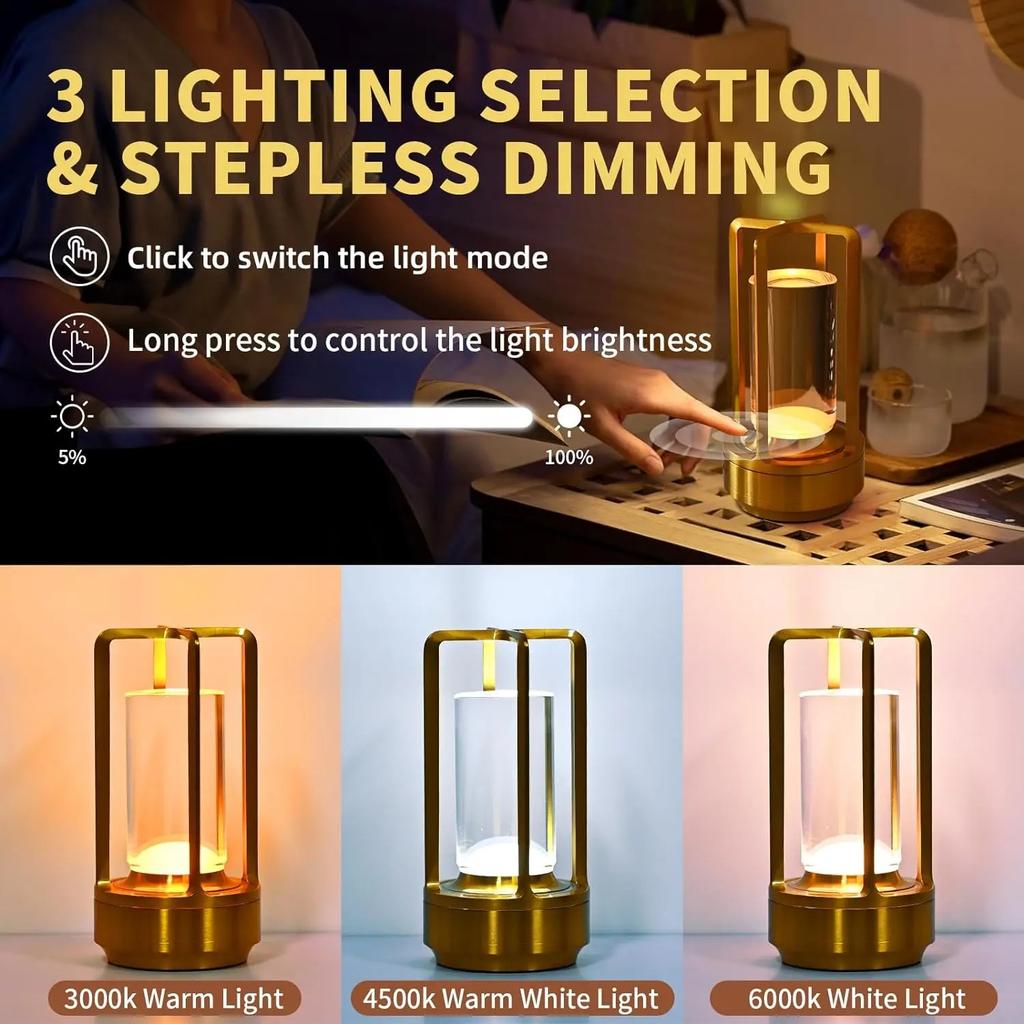 Dimmable Led Cordless Table Lamp Style Desk Lamps Outdoor Camping Atmosphere Light Restaurant Creative Beside Night Lights ABS