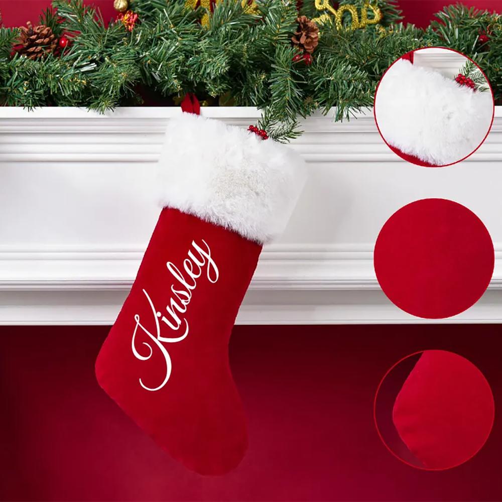 Custom Plush Christmas Stocking Knitted Family Stocking Merry Xmas Eve Holiday Stockings Christmas Gift New Year Gift Candy Bag