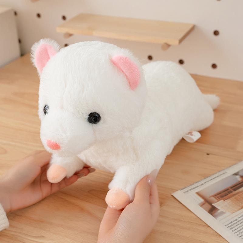 Peluche Anglo Visone Bambola sdraiata Giocattolo Furetto Piccolo Colori Marrone Bianco Peluche Abbracciabile Compagno per Dormire Regalo