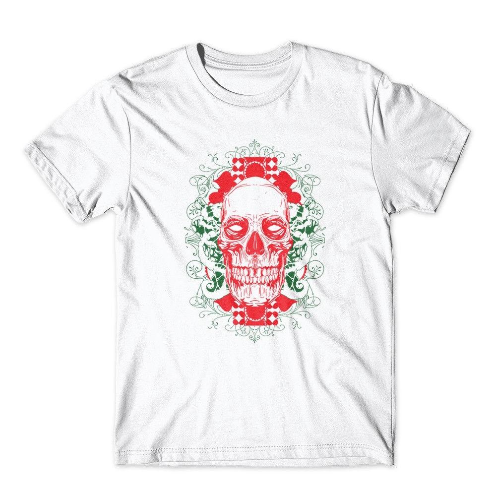Floral Skull 6 T-Shirt. 100% Cotton Premium Tee New S разноцветный