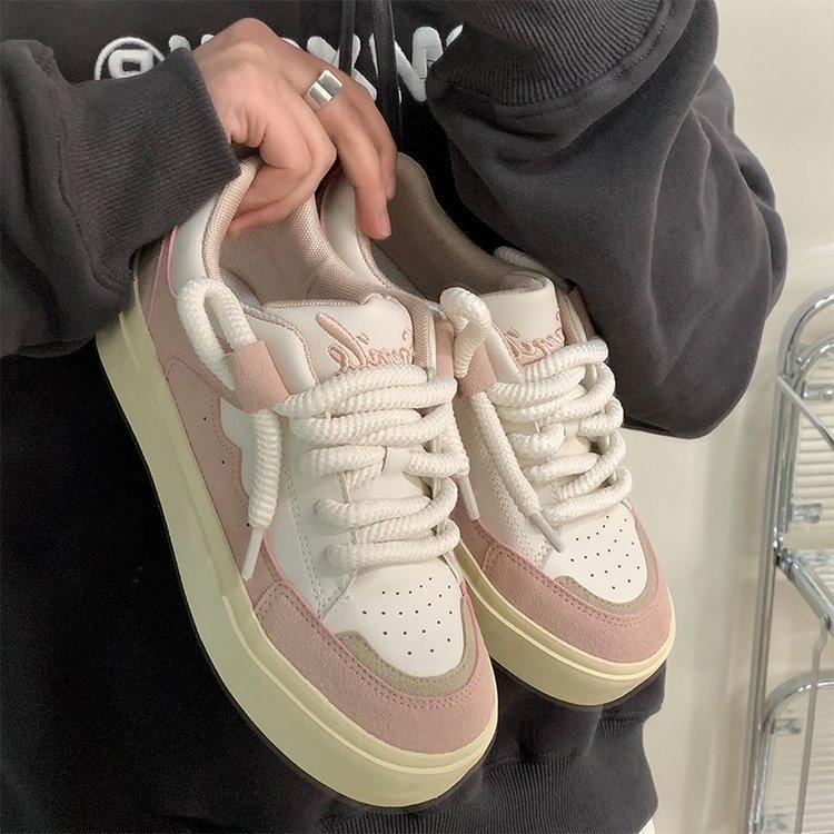 Studenți de primăvară, roz, pantofi de skateboard, pentru femei, coreeane, sport casual, pantofi albi, în stil Hong Kong, pantofi din pânză Harajuku