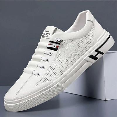 Summer Men's Shoes New Embossed Breathable White Shoes for Men's Trendy and Versatile Teen Sports and Casual Board Shoes