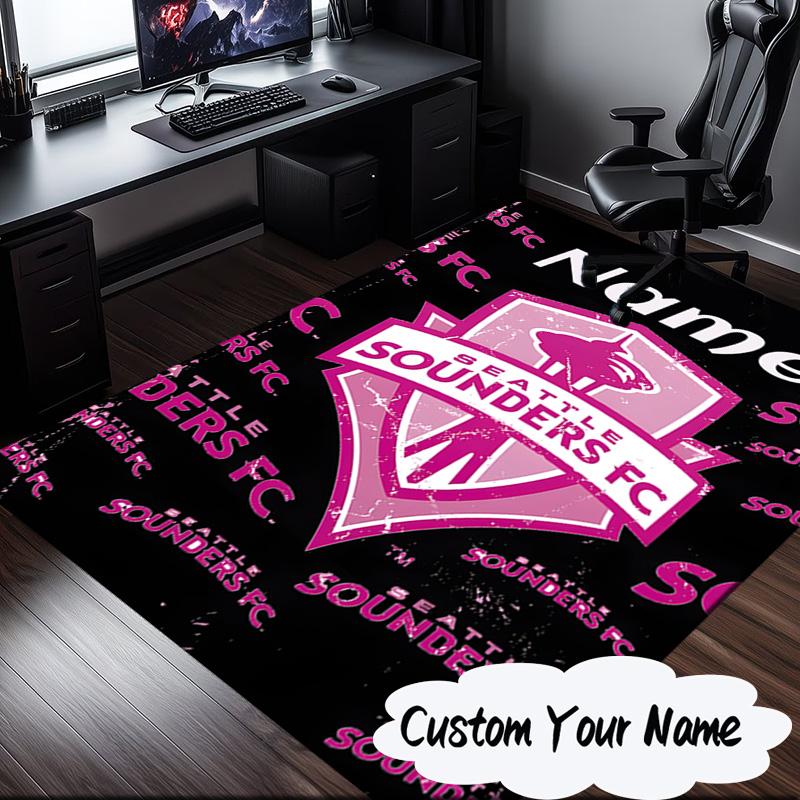 Custom Name Sounders FC Crest Rug for Living Room, Game Rooms, Office, Bedroom, Floor Mat Playful Design, fan gifts Christmas decor