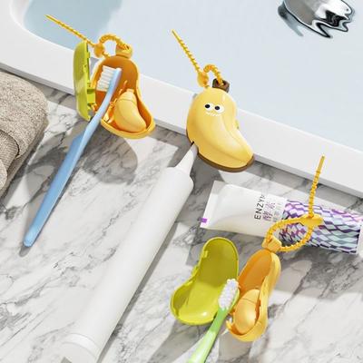 Portable Banana Toothbrush Protective Cap with Toothpaste Storage Box Toothbrush Cover for Travel Hiking Camping Brush Cap Case