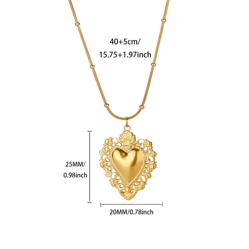 Love Geometric Hollow Versatile Stainless Steel Necklace Women's Design Necklace Light Luxury Pendant Collarbone Chain
