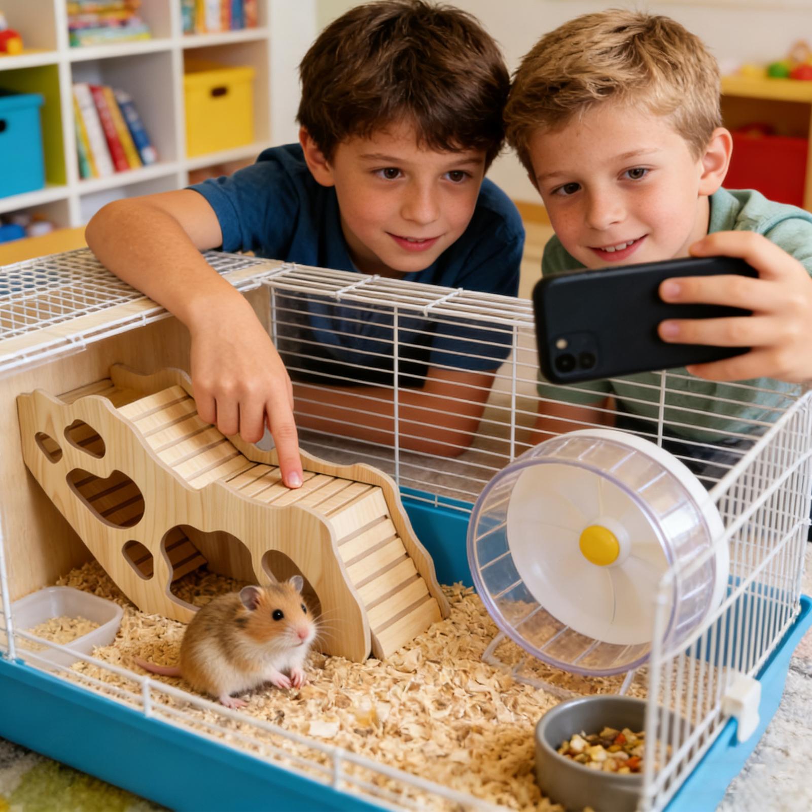 Hamster Climbing Toys Wooden Ladder House Hamster Bridge Cage Accessories for Squirrels Small Animals Mice Gerbils Syrian Mouse CN