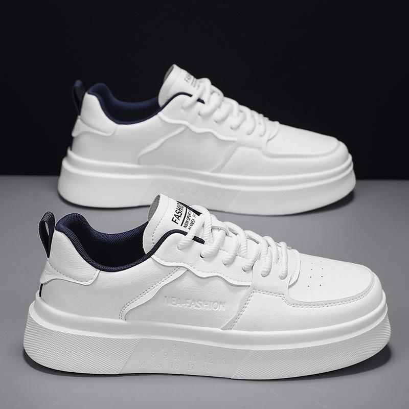 Versatile Fashion White Casual Sneakers Platform Thick Sole Tennis Shoes Men Sport Shoes Breathable Lightweight Running Shoes
