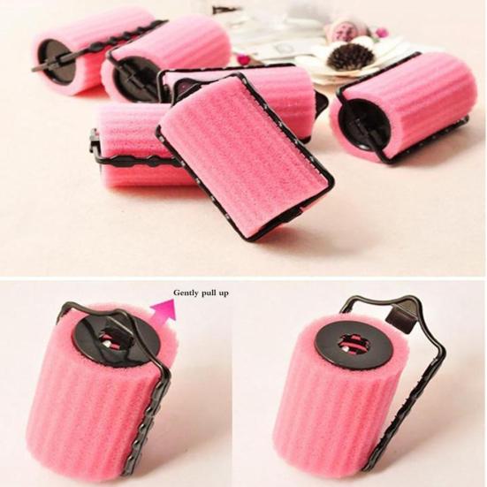 6Pcs Home Self Grip Sponge Hair Salon Hairdressing Roller Curlers Styling Tools