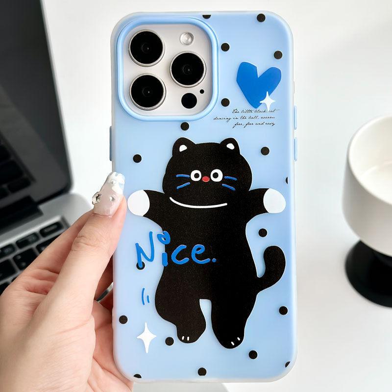 Nice Black Cat Applies To Apple 16/17promax Mobile Phone Case iPhone14 Skin Scrub 13/12 Jelly 15