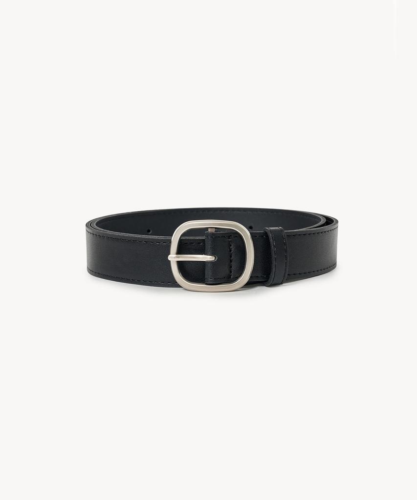 LADY VOLUME Oval Buckle Belt (Black)
