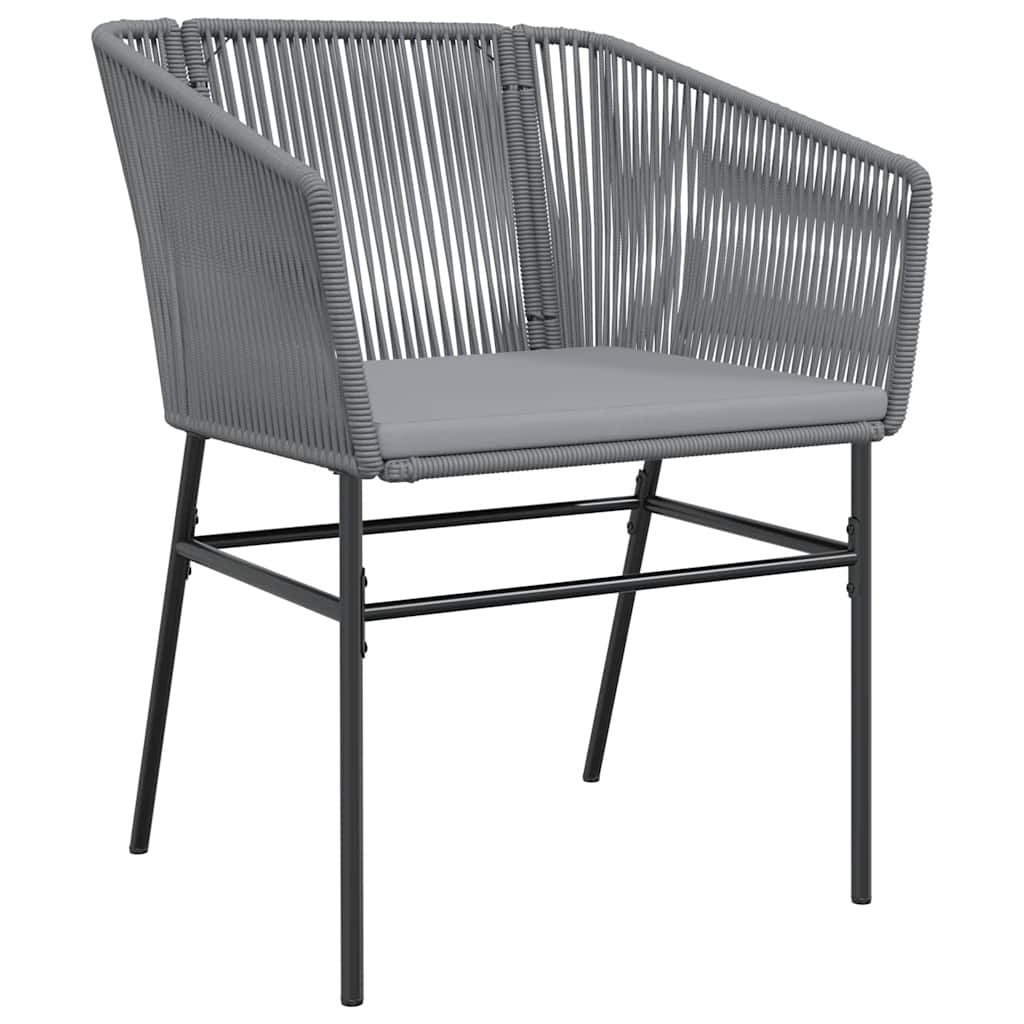 5 Piece Outdoor Dining Set with Cushions Grey Poly Rattan Glass Table