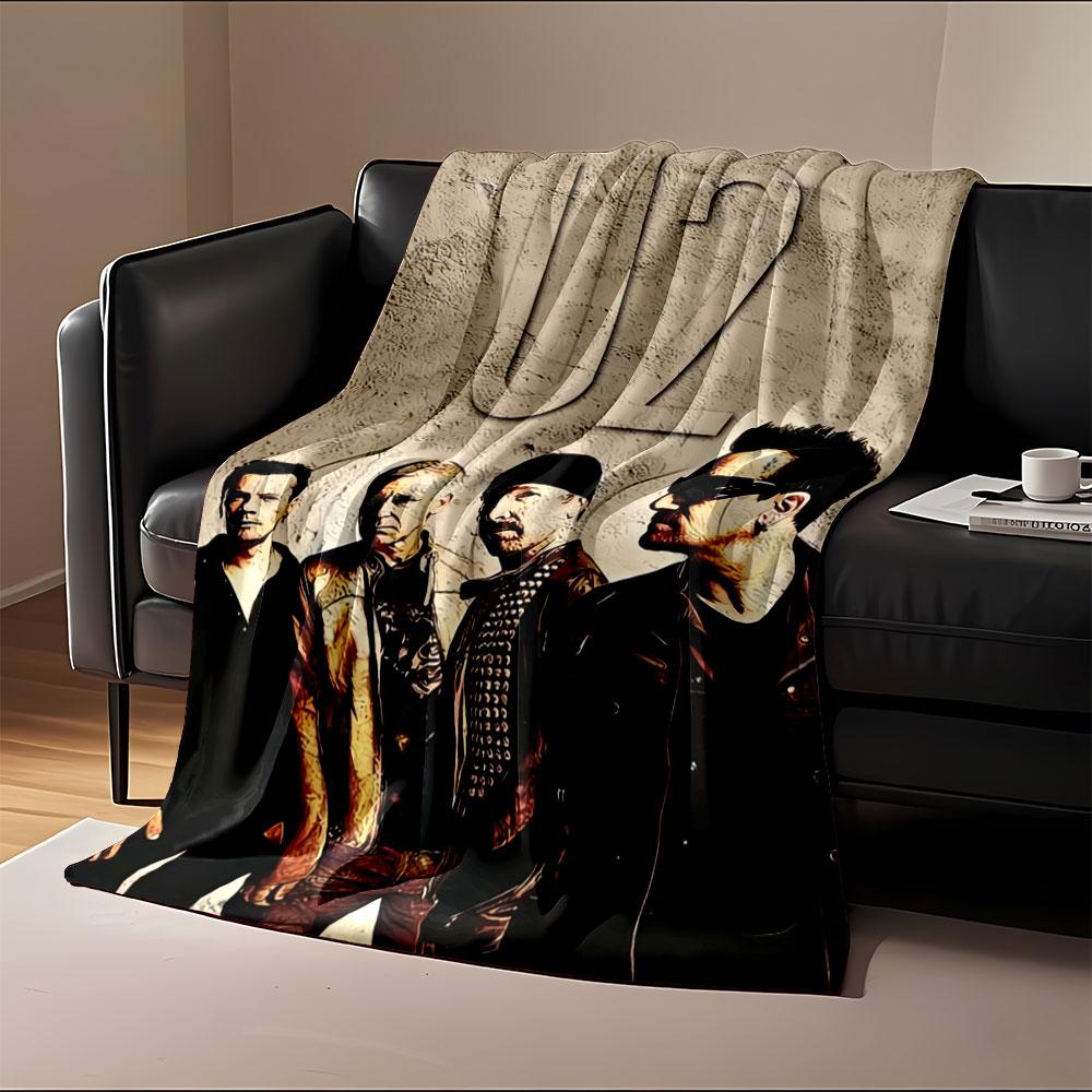 Coperta con design U2 per tutte le stagioni, coperta per la pausa pranzo, plaid, regalo