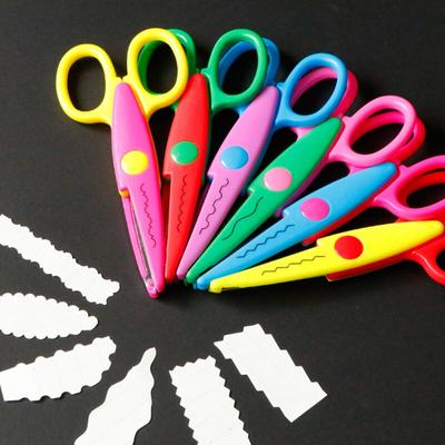 6 tk Laste paberist käsitöökäärid 6 lõikemustrit kumerad servad isetegemise dekoratiivsed multikad pits-käärid väljalõigete albumi fotod