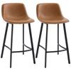 Bar Stools Set of 2, PU Leather Dining Stools with Backrest, Footrest, for Kitchen, Counter, Breakfast Bar, Brown