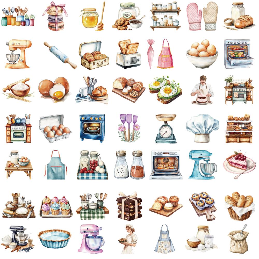 50/100PCS Baking theme Stickers Refrigerator Scrapbook Laptop Coffee Phone Stationery Cup Luggage Creative Decoration Stickers