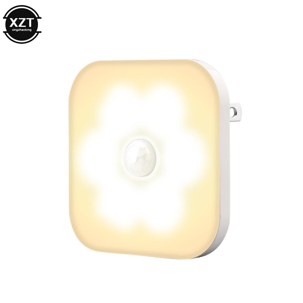 Motion Sensor LED Night Lights US/EU Plug Dimmable Cabinet Light For Baby Bedside Bedroom Corridor Wireless Lamp Lighting Small