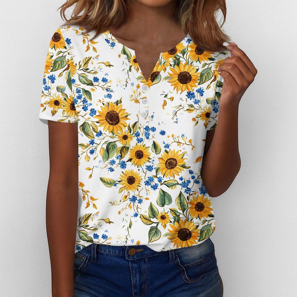 Summer Tops For Women Button Down Blouses For Women Dressy Casual V Neck T Shirts