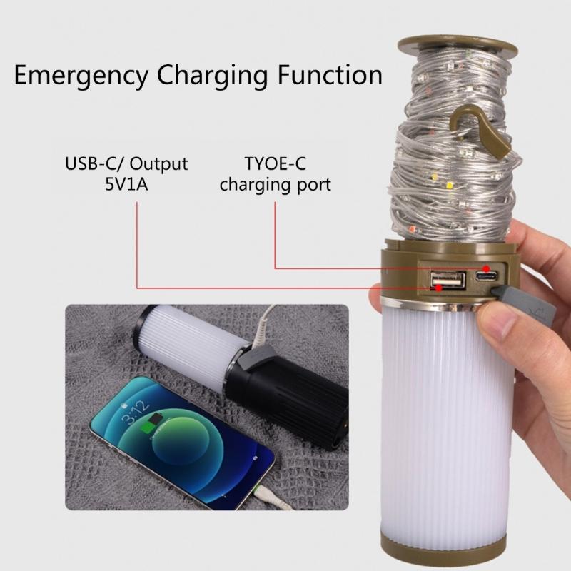 Waterproof Portable Tent Light LED Color String Light Camping Lanterns Light Flashlight Camping String Light Power Banks