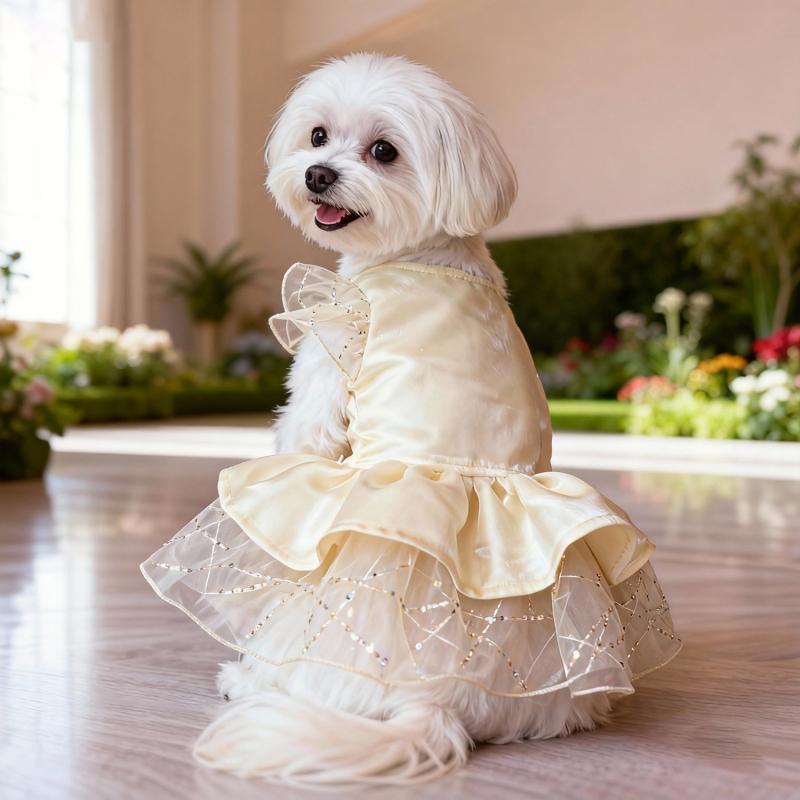 

Cat Dog Wedding Dress Spring Summer Dog Clothes Skirt Tutu Yorkie Pomeranian Poodle Bichon Frise Schnauzer Clothing Pet Apparel S шампанського