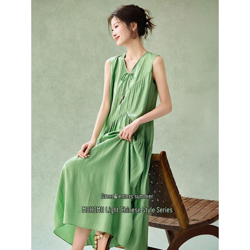 Mohan Yimei V-neck Sleeveless A-line Mid-length Dress S