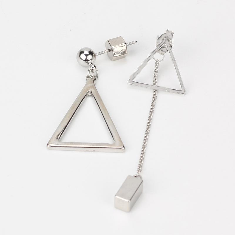 Sui Jue Temperament Geometric Earrings Triangular Earrings Women S Personality Simple Asymmetrical Ear Jewelry платиновый