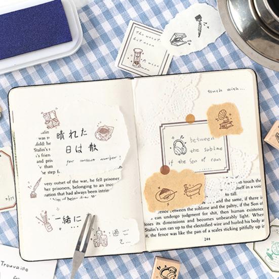 8 Adet/Set Ahşap ve Kauçuk Damga Dekoratif Ahşap Damgalar Retro Yaşam Temalı Damgalar Scrapbook Kartlar Zarf Kendin Yap El İşi Planlayıcı Günlük İçin