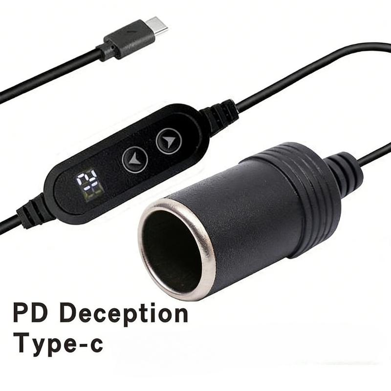 Type C Input to Direct Current Output Adapter Cable Adjustable Voltages Settings from 5V to 20V for Automotive Socket PD Compatible 3A Maximumly