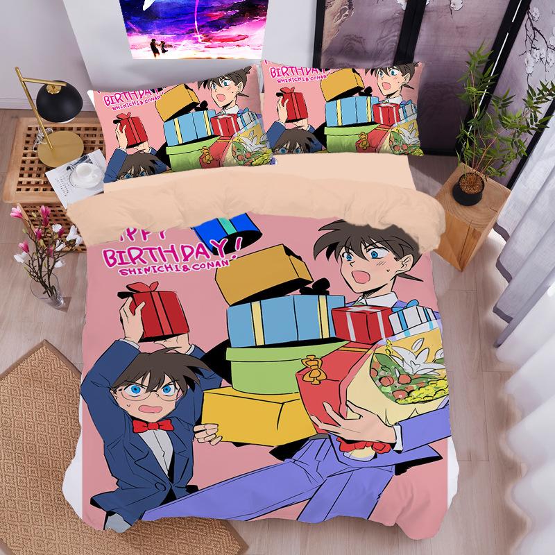 

Comforter Anime Detective C-Conan Bedding Set 2/3Pcs Bed Set Adult Boy Conan Bedroom Decoration Children Gift Comforter (quilt)-EU Single(135*200cm)3pcs