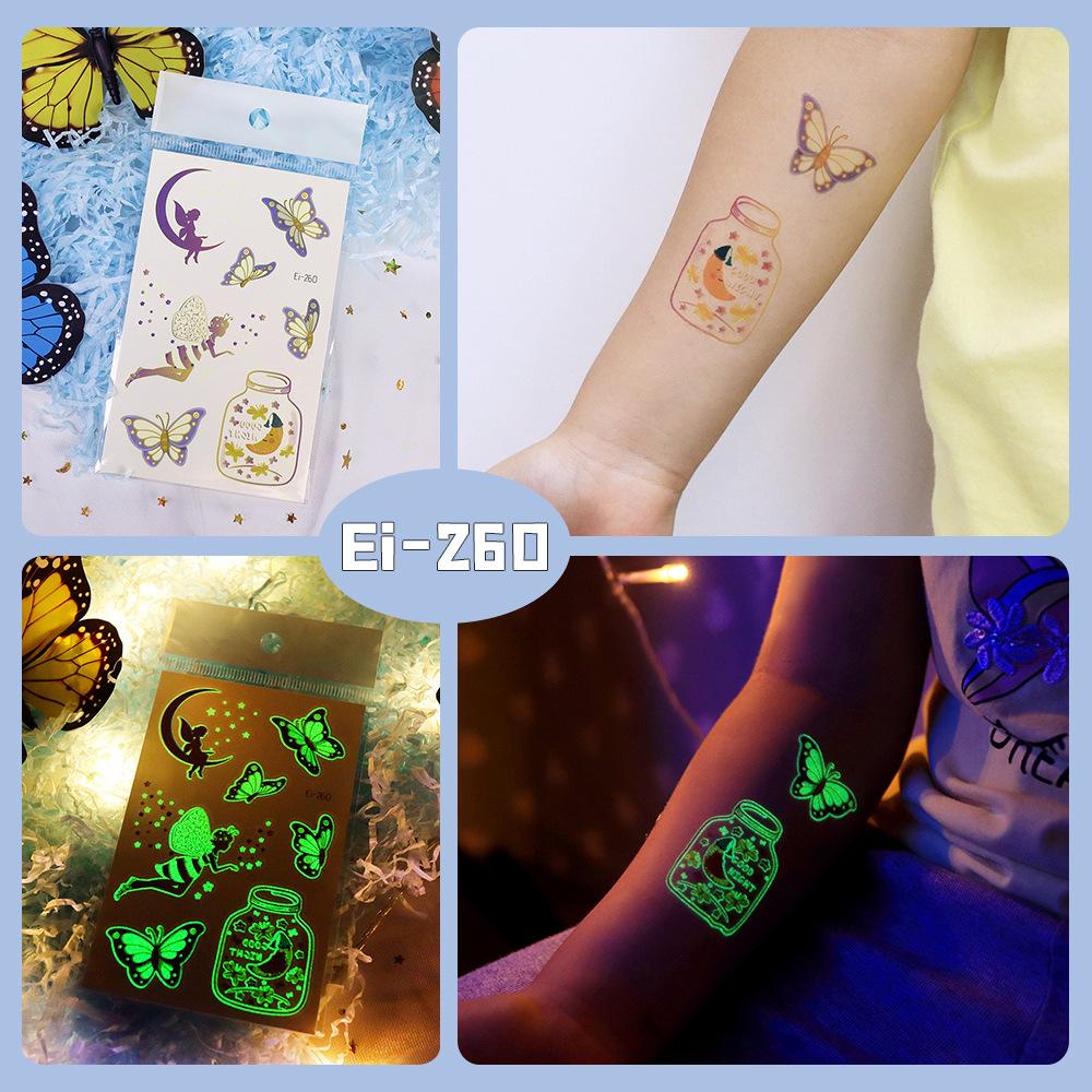 Glow-in-the-Dark Fairy Butterfly Tattoo Stickers for Kids - Waterproof & Fun Design