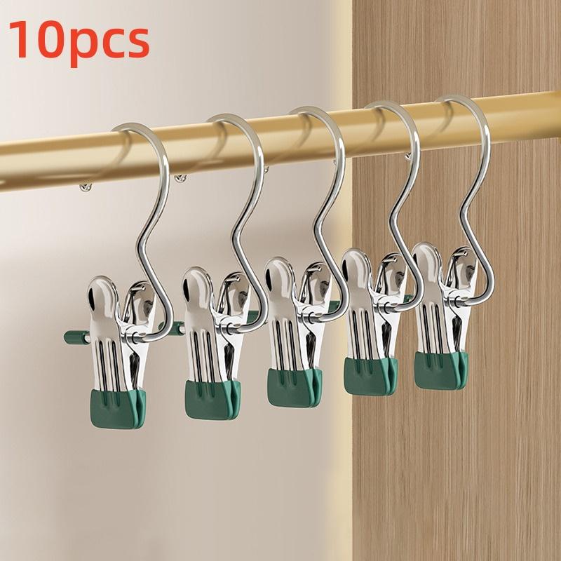 5/10pcs Stainless Steel Clothespins Laundry Clothes Peg With Hook Portable Hanging Clothes Clip Wardrobes Organizer Hanger