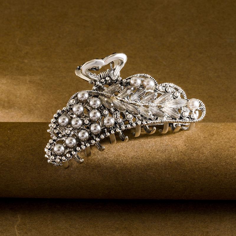 Korean Pearl Metal Hair Claw Clip for Mature Styles