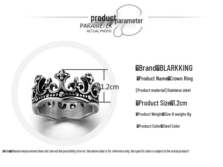 European American Stainless Steel Crown Ring Band - Titanium King Jewelry