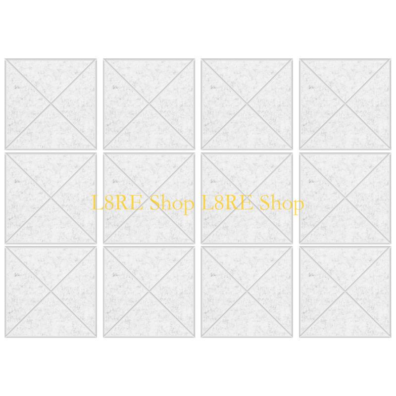 L8RE Pack of 12 Square Foam Panels Soundproof Wall Panels Polyester Acoustics Tiles